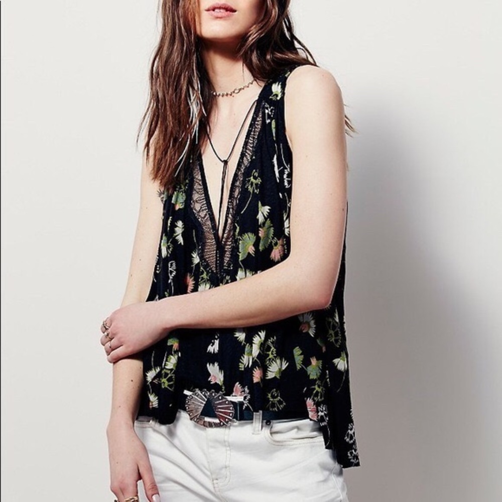 Free people love potion floral split back tank
